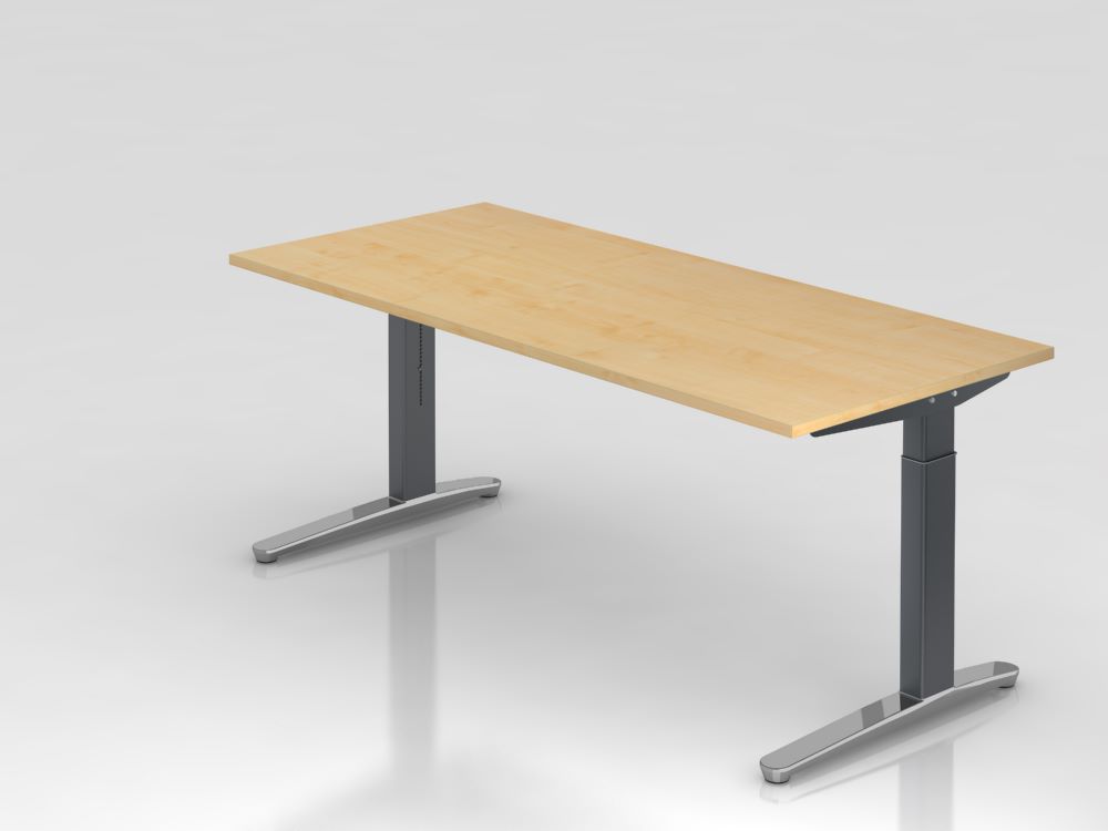 Produktbild Hammerbacher Schreibtisch C Fuß in graphit 180 x 80 cm Platte Ahorn