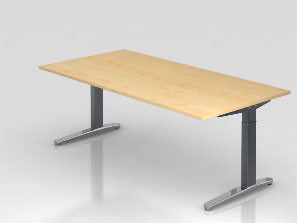 Produktbild Hammerbacher Schreibtisch mit C Fuß in graphit 200 x 100 cm Platte Ahorn