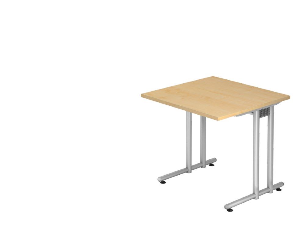 Produktbild Hammerbacher Schreibtisch C-Fuß 80 x 80 cm Ahorn / Silber Arbeitshöhe 72 cm