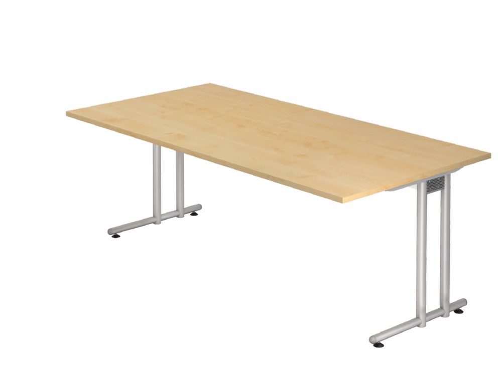 Produktbild Hammerbacher Schreibtisch C-Fuß 200 x 100 cm Ahorn Silber