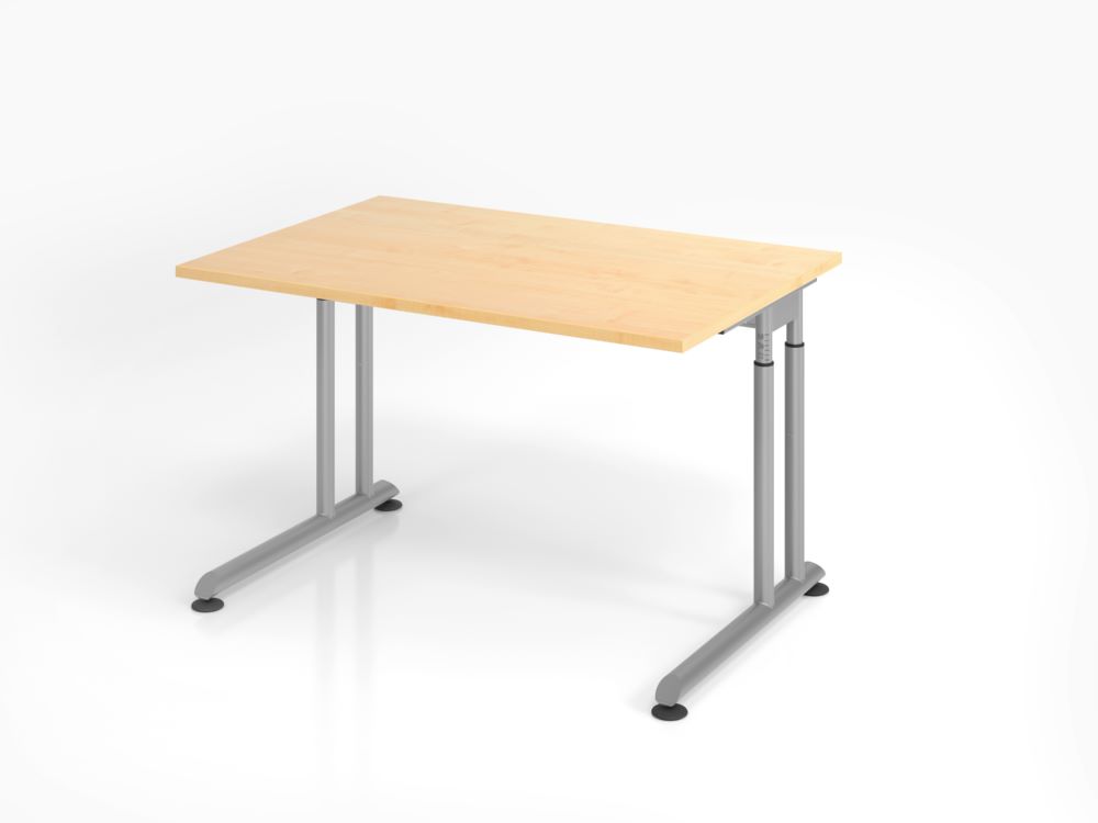 Produktbild Hammerbacher Schreibtisch C-Fuß 120 x 80 cm Ahorn / Silber Höhe 68 - 82 cm