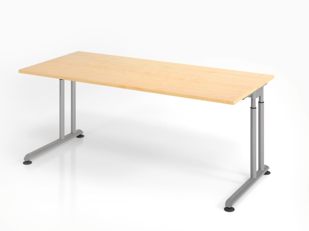 Produktbild Hammerbacher ZS19 Schreibtisch C-Fuß 180 x 80 cm Ahorn / Silber Arbeitshöhe 68 - 82 cm