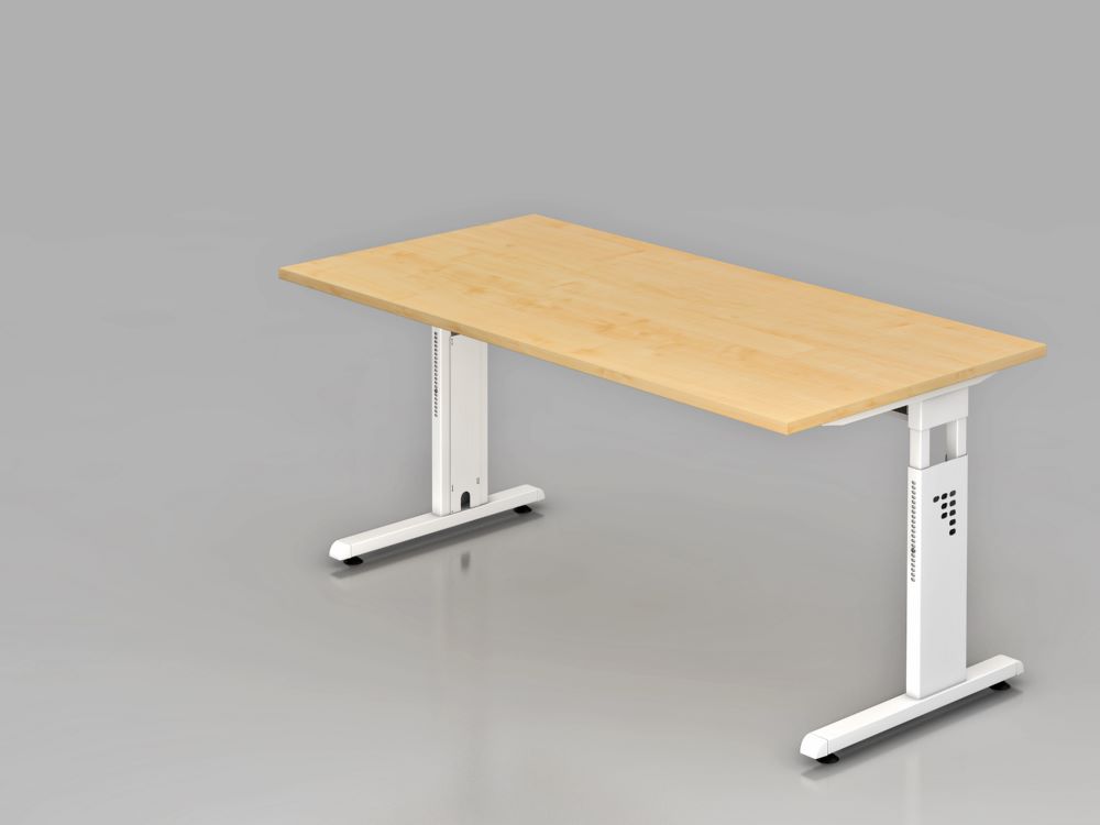 Produktbild Hammerbacher Schreibtisch C-Fuß 160 x 80 cm Ahorn / Weiß Arbeitshöhe 65 - 85 cm