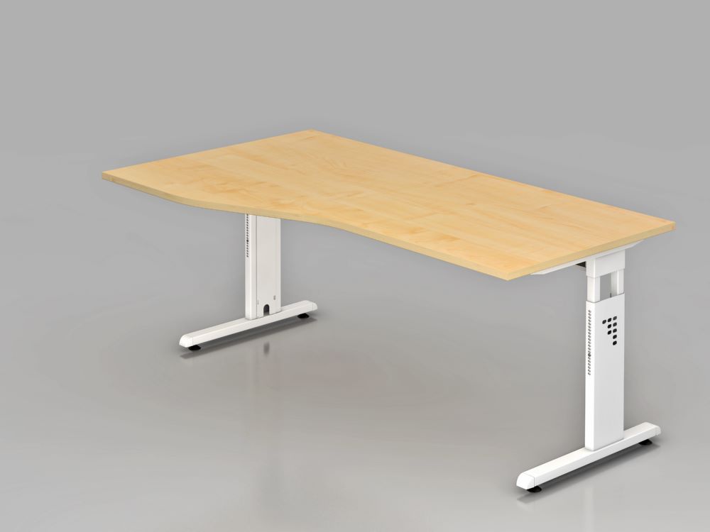 Produktbild Hammerbacher Schreibtisch C-Fuß Weiß 180 x 100 / 80 cm Platte Ahorn 25 mm