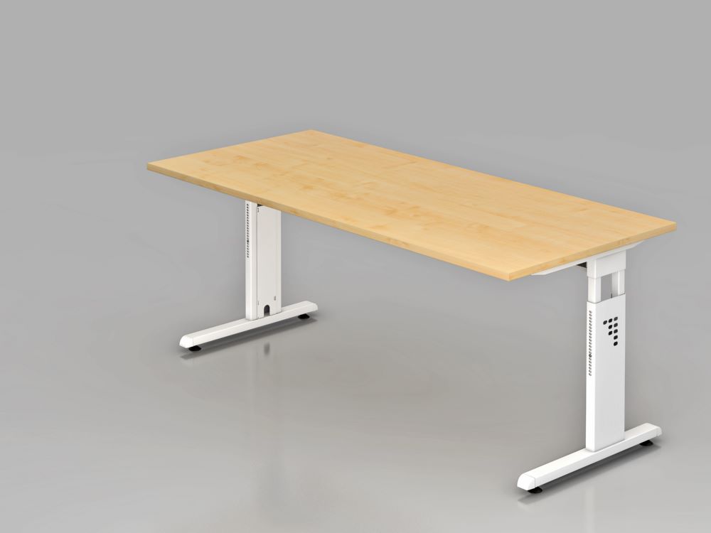 Produktbild Hammerbacher OS19 Schreibtisch C-Fuß höheneinstellbar 180 x 80 cm Ahorn / Weiß