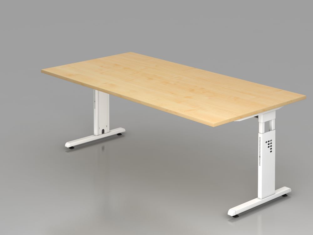 Produktbild Hammerbacher Schreibtisch C-Fuß-Gestell in Weiß 200 x 100 cm Ahorn 25 mm