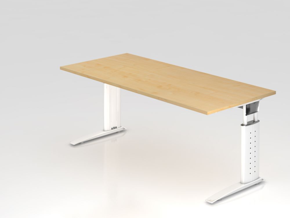 Produktbild Hammerbacher US19 Schreibtisch C-Fuß 180 x 80 cm Ahorn / Weiß Höhe 68 - 86 cm