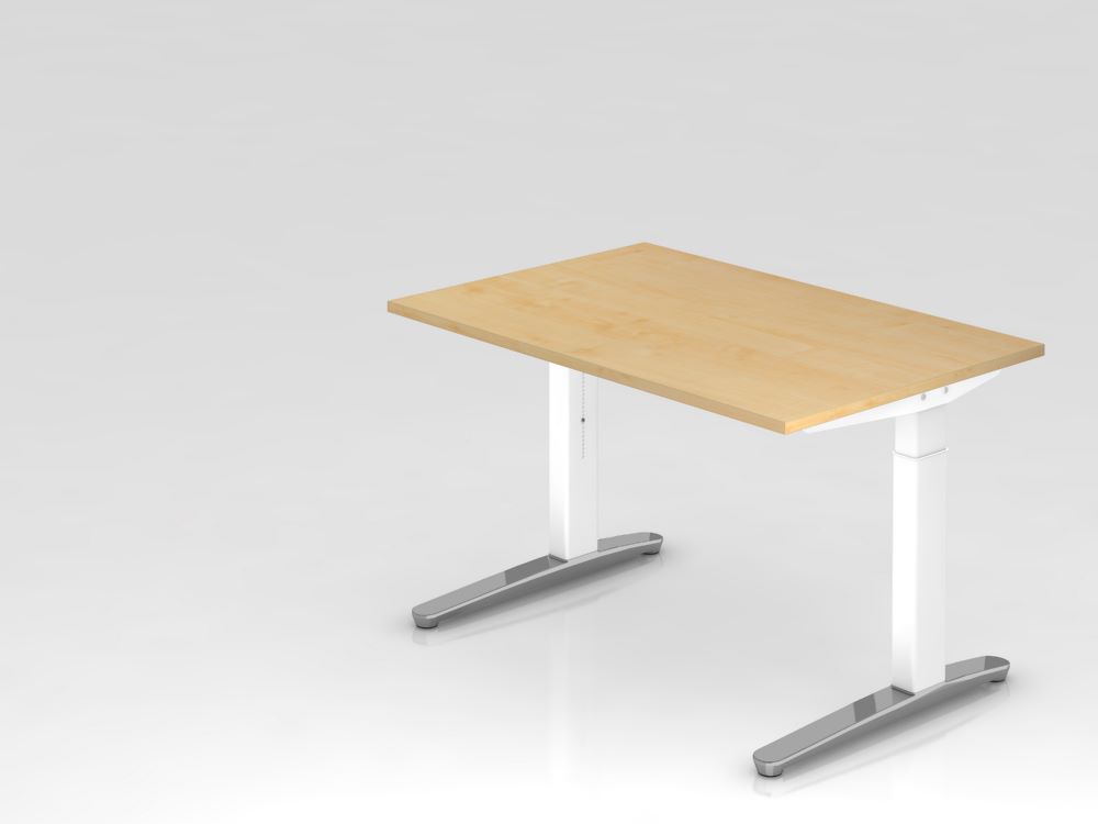 Produktbild Hammerbacher XB12 Schreibtisch C-Fuß 120 x 80 cm Ahorn / Weiß Arbeitshöhe 65 - 85 cm