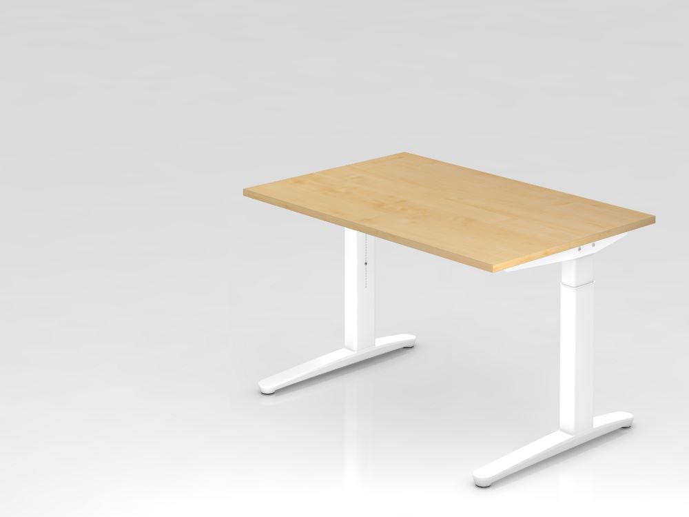 Produktbild Hammerbacher XB12 Schreibtisch C-Fuß 120 x 80 cm Ahorn / Weiß höhe 65 - 85 cm