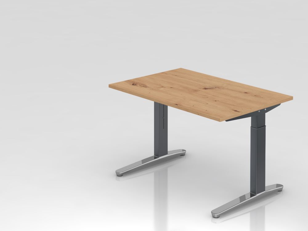 Produktbild Hammerbacher Schreibtisch C-Fuß 120 x 80 cm höheneinstellbar Asteich / Graphit