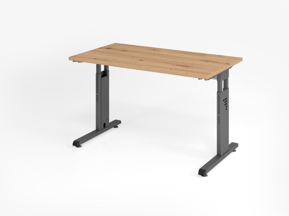Produktbild Hammerbacher Schreibtisch C-Fuß 120 x 67 cm Asteiche C-Fuß Gestell Graphit