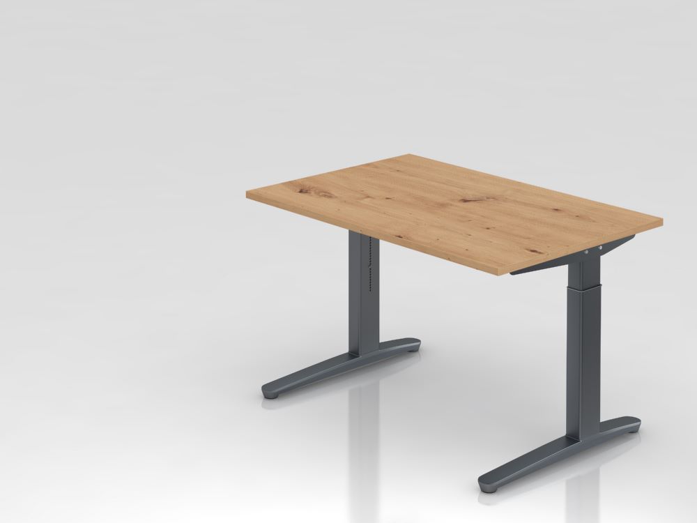 Produktbild Hammerbacher Schreibtisch C-Fuß Arbeitshöhe 65 - 85 cm 120 x 80 cm Asteiche / Graphit