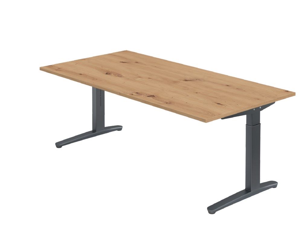 Produktbild Hammerbacher Schreibtisch C-Fuß 200 x 100 cm Asteiche Graphit