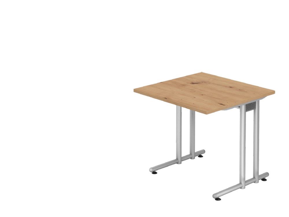 Produktbild Hammerbacher Schreibtisch C-Fuß 80 x 80 cm Asteiche / Silber Arbeitshöhe 72 cm 