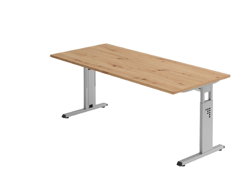 Produktbild Hammerbacher Schreibtisch C-Fuß 180 x 80 cm Asteiche Silber