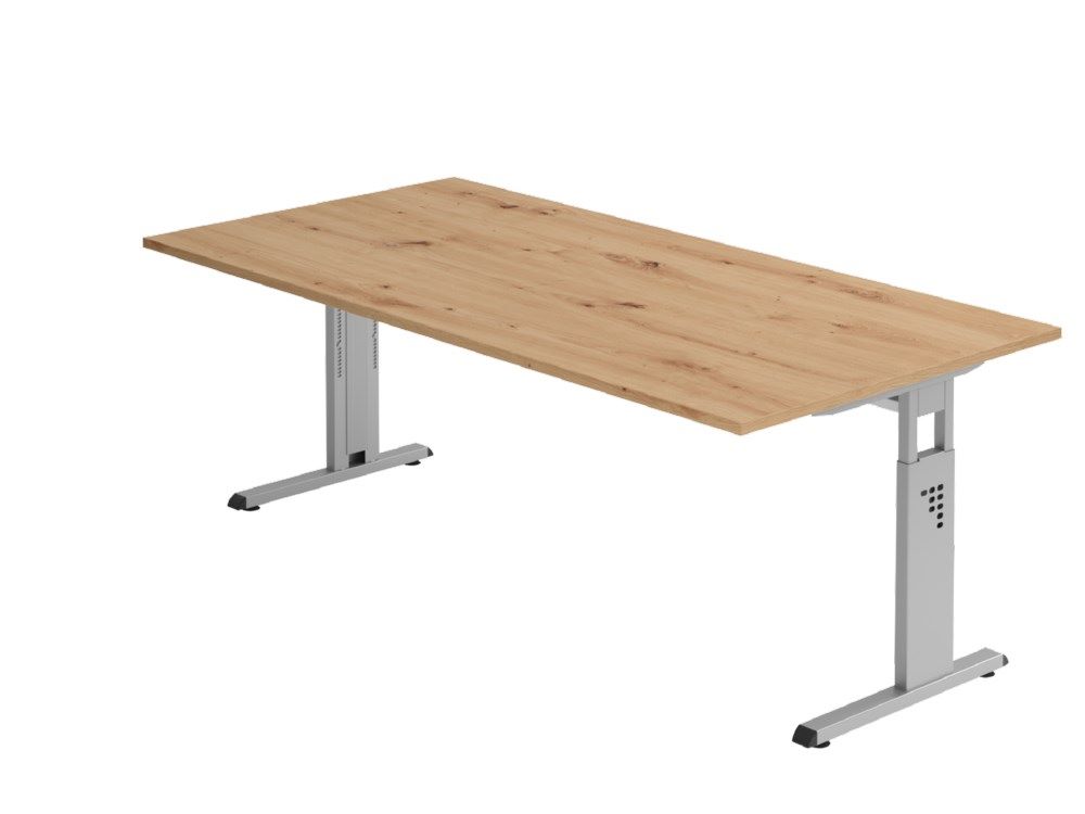 Produktbild Hammerbacher Schreibtisch C-Fuß 200 x 100 cm Asteiche Silber