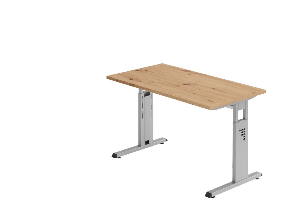 Produktbild Hammerbacher Schreibtisch C-Fuß 120 x 67 cm Asteiche Silber