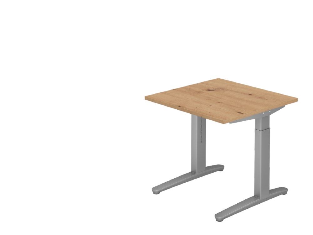 Produktbild Hammerbacher Schreibtisch C-Fuß 80 x 80 cm Asteiche / Silber