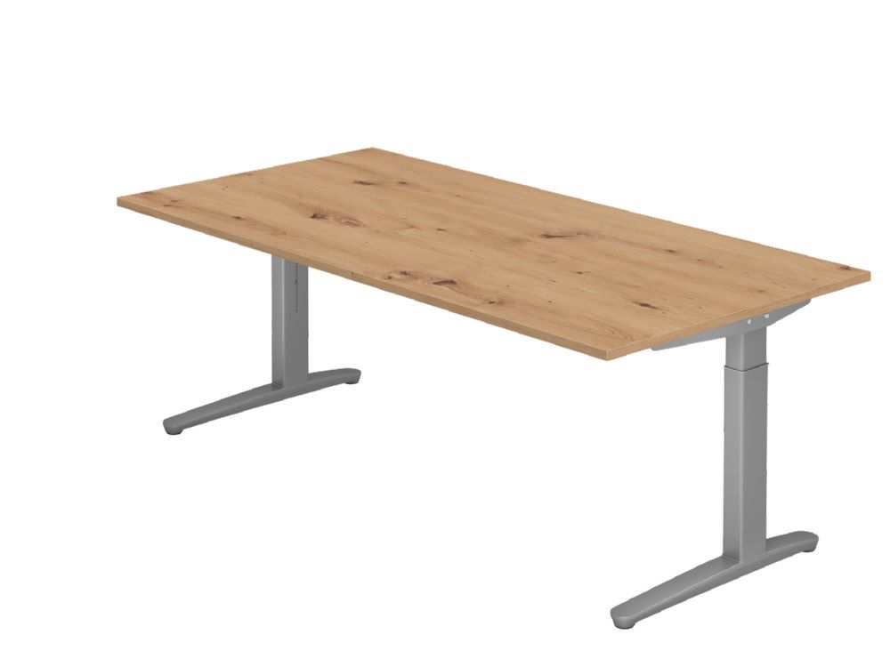 Produktbild Hammerbacher Schreibtisch C-Fuß 200 x 100 cm Asteiche Silber