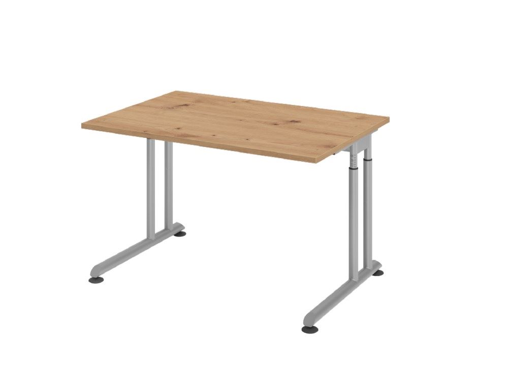 Produktbild Hammerbacher Schreibtisch C-Fuß 120 x 80 cm Asteiche Silber