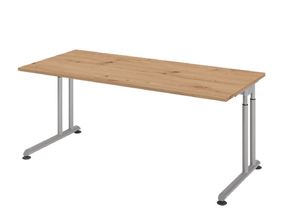 Produktbild Hammerbacher Schreibtisch C-Fuß 180 x 80 cm Asteiche Silber