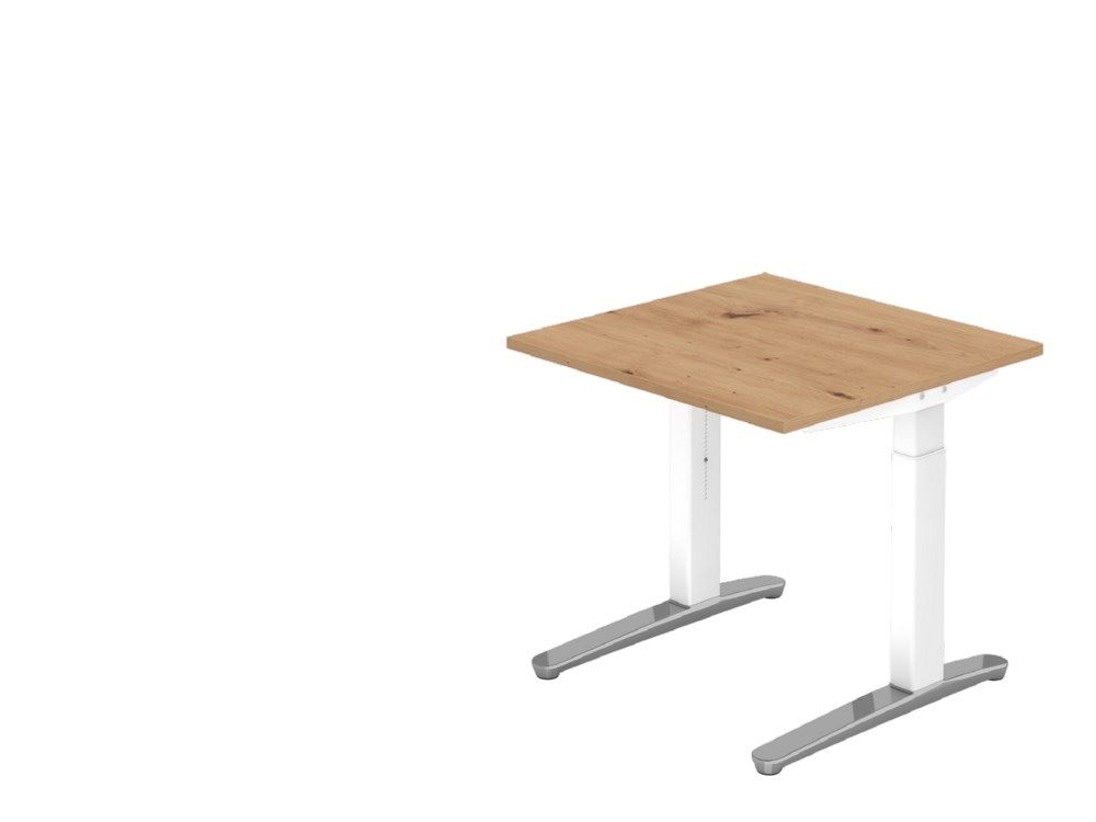 Produktbild Hammerbacher Schreibtisch C-Fuß 80 x 80 cm Asteiche Weiß poliert