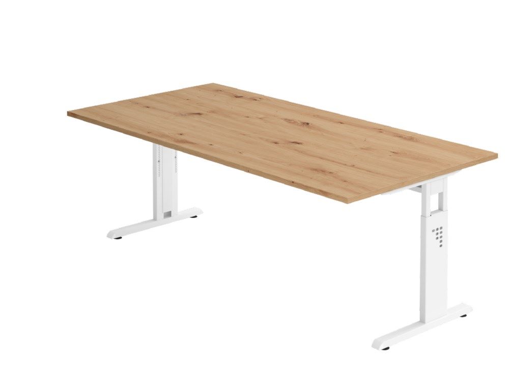 Produktbild Hammerbacher Schreibtisch C-Fuß 200 x 100 cm Asteiche Weiß