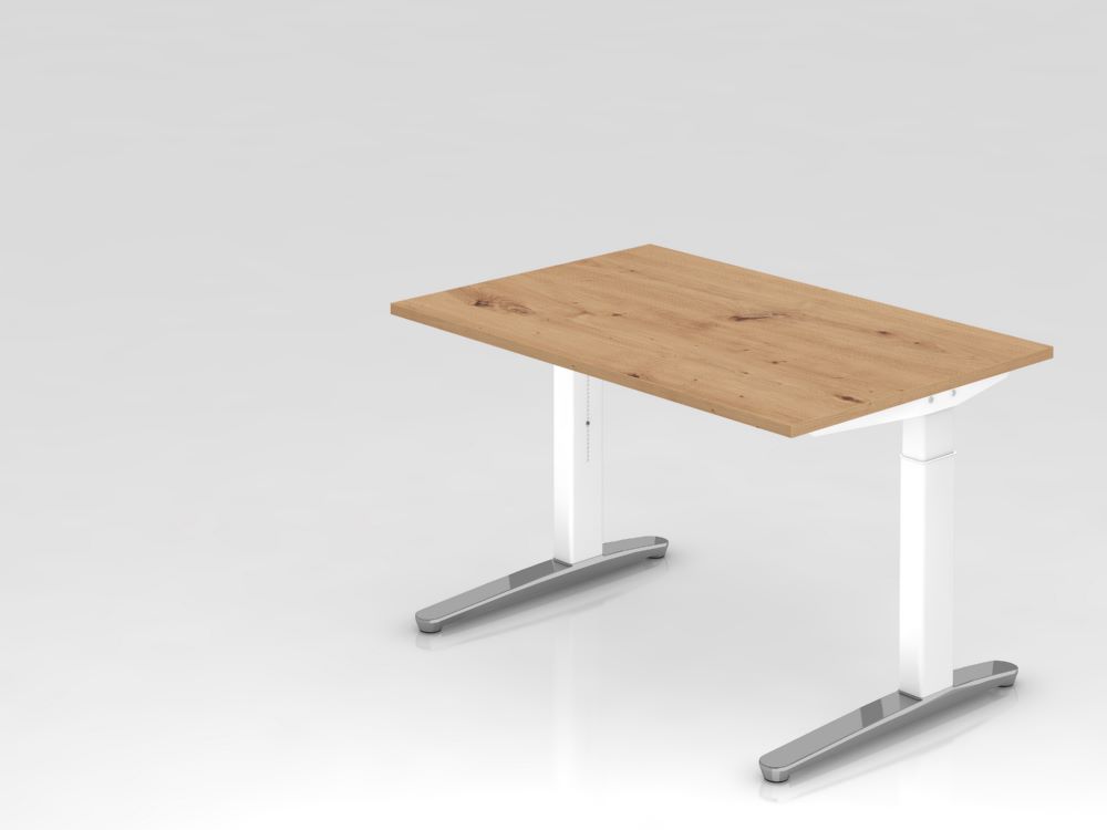 Produktbild Hammerbacher Schreibtisch XB12 C-Fuß 120 x 80 cm Asteiche / Weiß höheneinstellbar