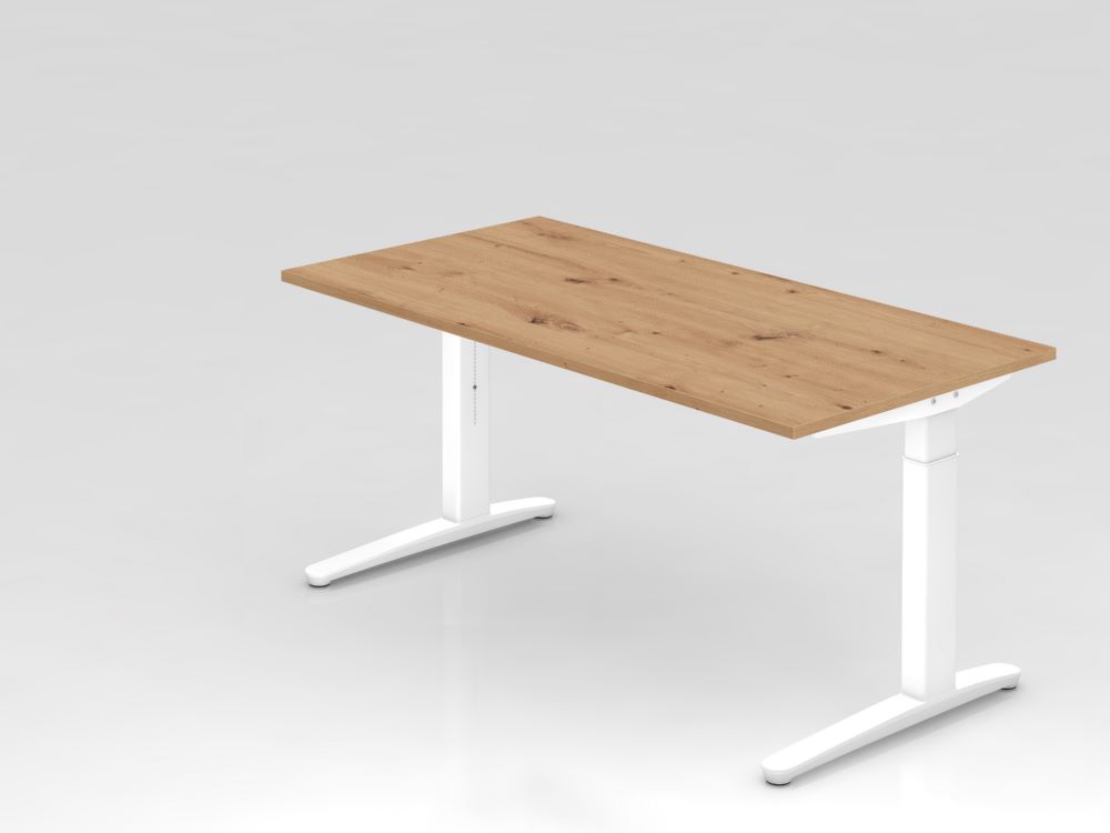 Produktbild Hammerbacher Schreibtisch C Fuß in weiß Maße 160 x 80 cm Asteiche