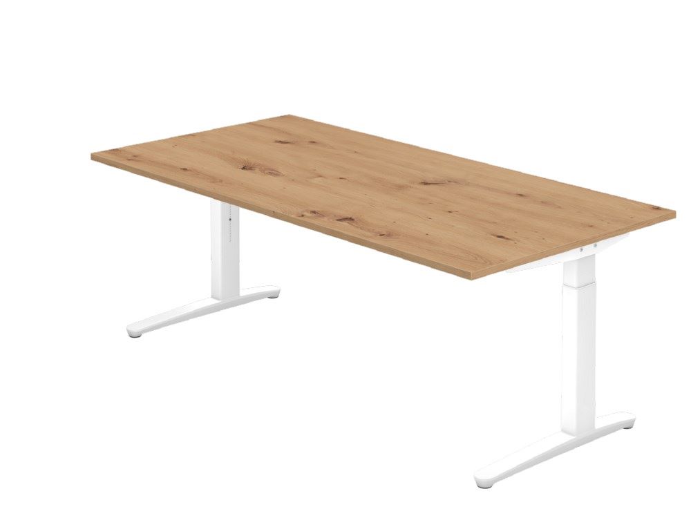 Produktbild Hammerbacher Schreibtisch C-Fuß 200 x 100 cm Asteiche Weiß