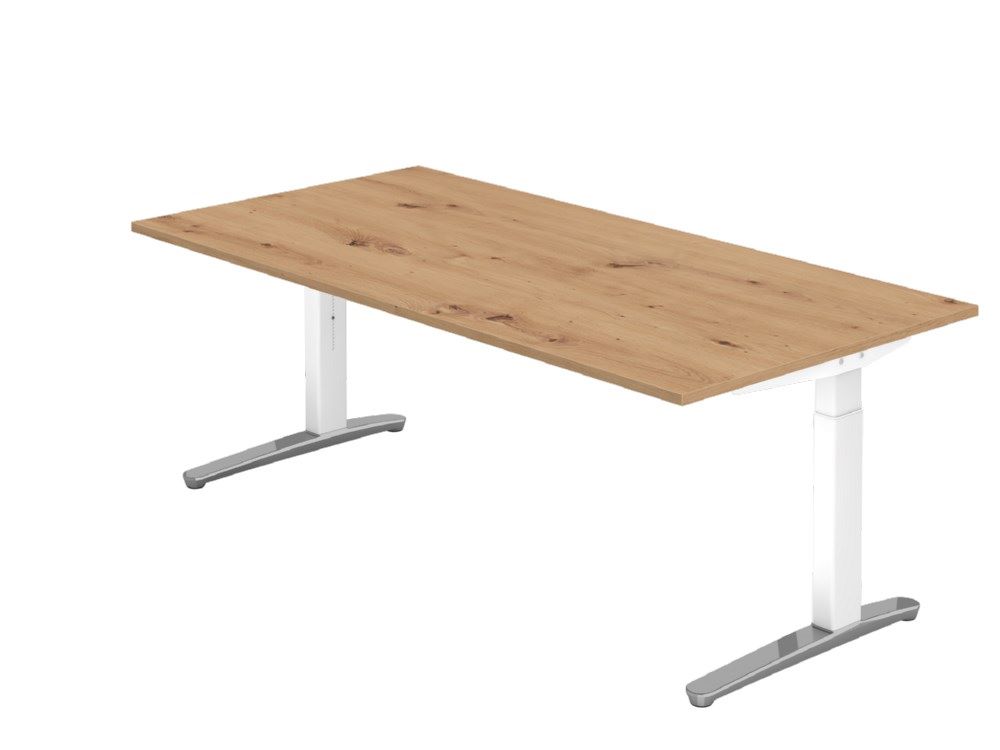 Produktbild Hammerbacher Schreibtisch C-Fuß 200 x 100 cm Asteiche Weiß