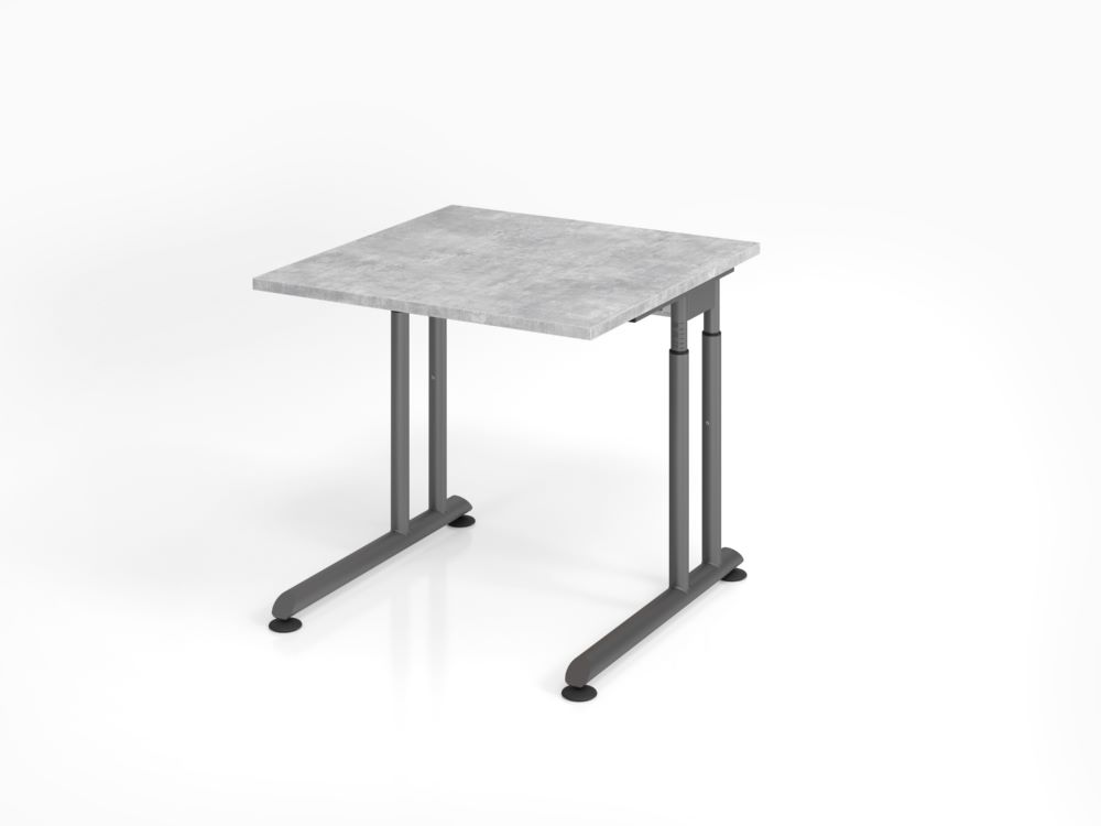 Produktbild Hammerbacher Schreibtisch C-Fuß höheneinstellbar 80 x 80 cm Beton / Graphit