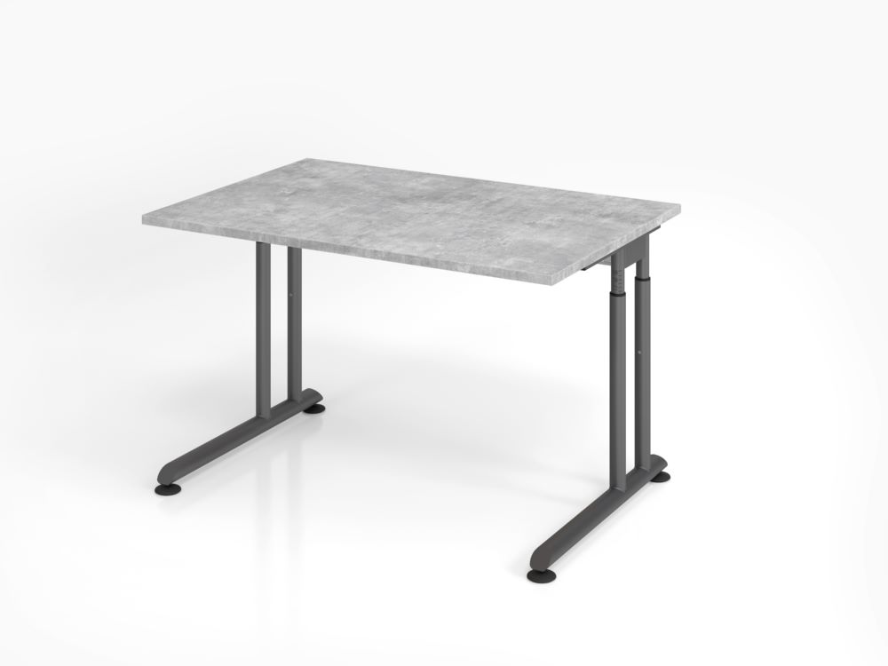 Produktbild Hammerbacher Schreibtisch C-Fuß 120 x 80 cm höheneinstellbar Beton / Graphit