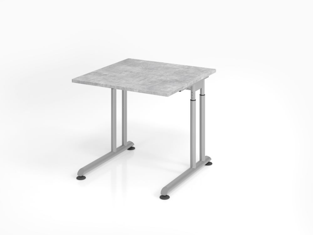 Produktbild Hammerbacher Schreibtisch C-Fuß 80 x 80 cm Beton / Silber Arbeitshöhe 68 - 82 cm