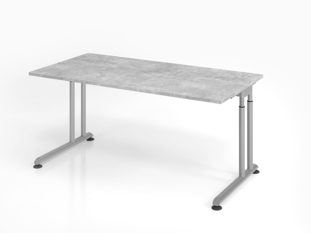Produktbild Hammerbacher Schreibtisch C-Fuß Gestell Silber 160 x 80 cm Beton