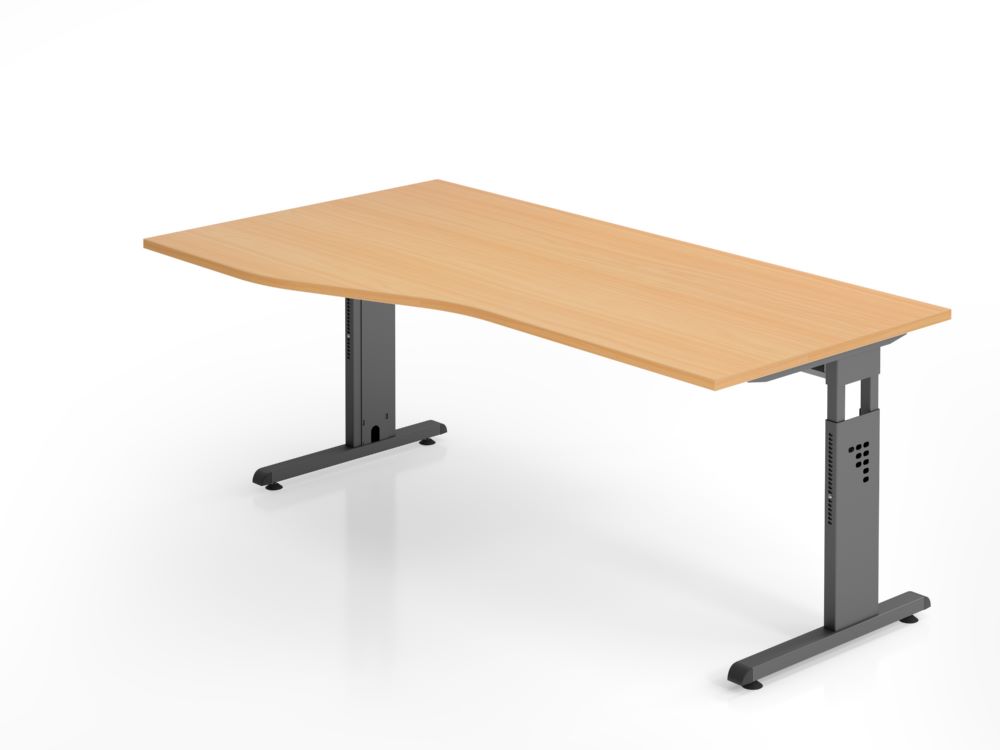 Produktbild Hammerbacher Schreibtisch OS18 C-Fuß Graphit 180 x 100 / 80 cm Buche