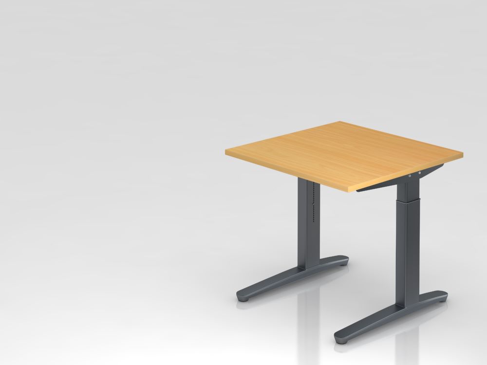 Produktbild Hammerbacher Schreibtisch C-Fuß 80 x 80 cm Buche / Graphit Arbeitshöhe 65 - 85 cm