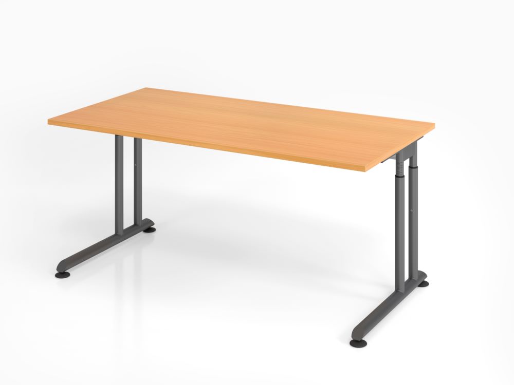 Produktbild Hammerbacher Schreibtisch C-Fuß 160 x 80 cm Buche / Graphit höheneinstellbar