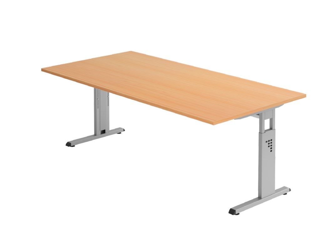 Produktbild Hammerbacher Schreibtisch C-Fuß 200 x 100 cm Buche Silber