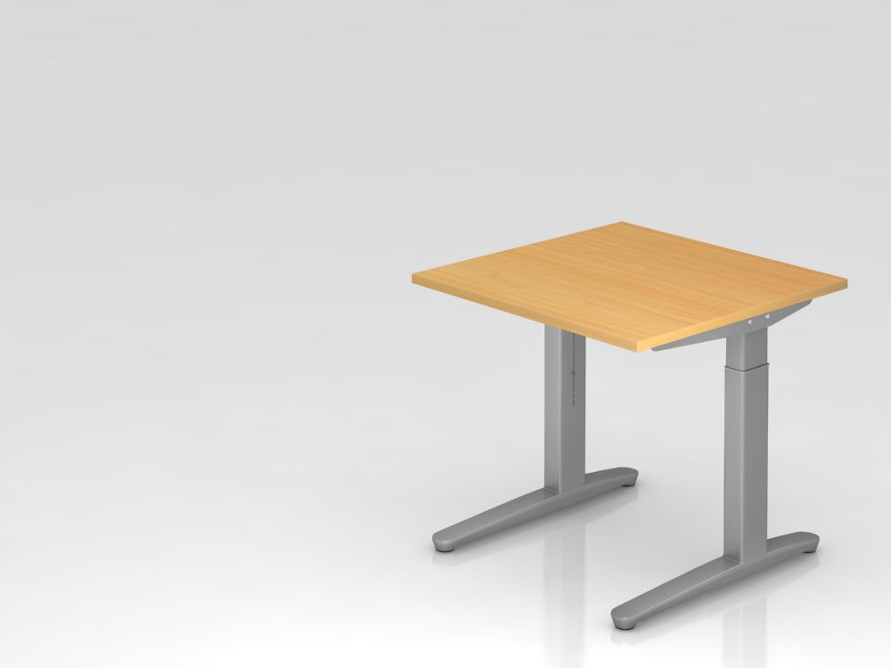 Produktbild Hammerbacher Schreibtisch XB08 C-Fuß 80 x 80 cm Buche / Silber Arbeitshöhe 65 - 85 cm