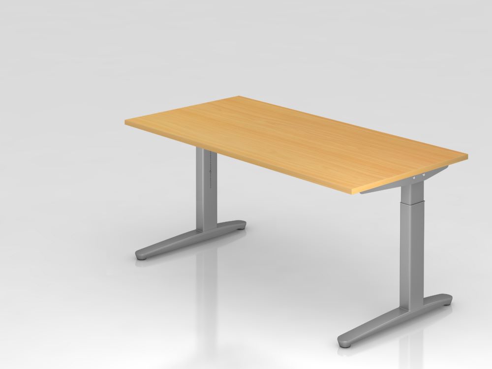 Produktbild Hammerbacher Schreibtisch XB16 C-Fuß 160 x 80 cm Buche / Silber Arbeitshöhe 65 - 85 cm