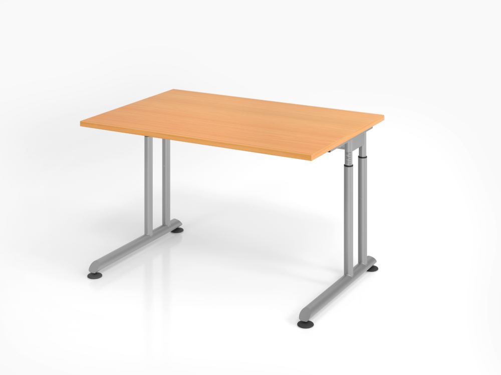 Produktbild Hammerbacher Schreibtisch C-Fuß 120 x 80 cm Buche / Silber Arbeitshöhe 68 - 82 cm
