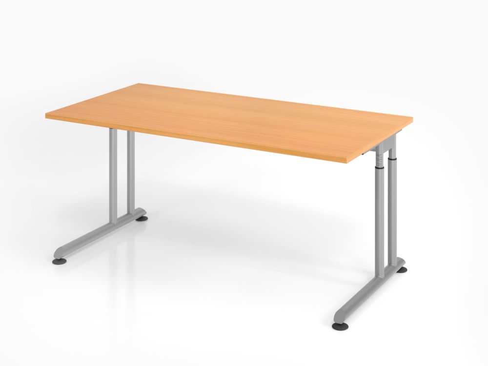 Produktbild Hammerbacher Schreibtisch C-Fuß-Gestell Silber 160 x 80 cm Buche höheneinstellbar