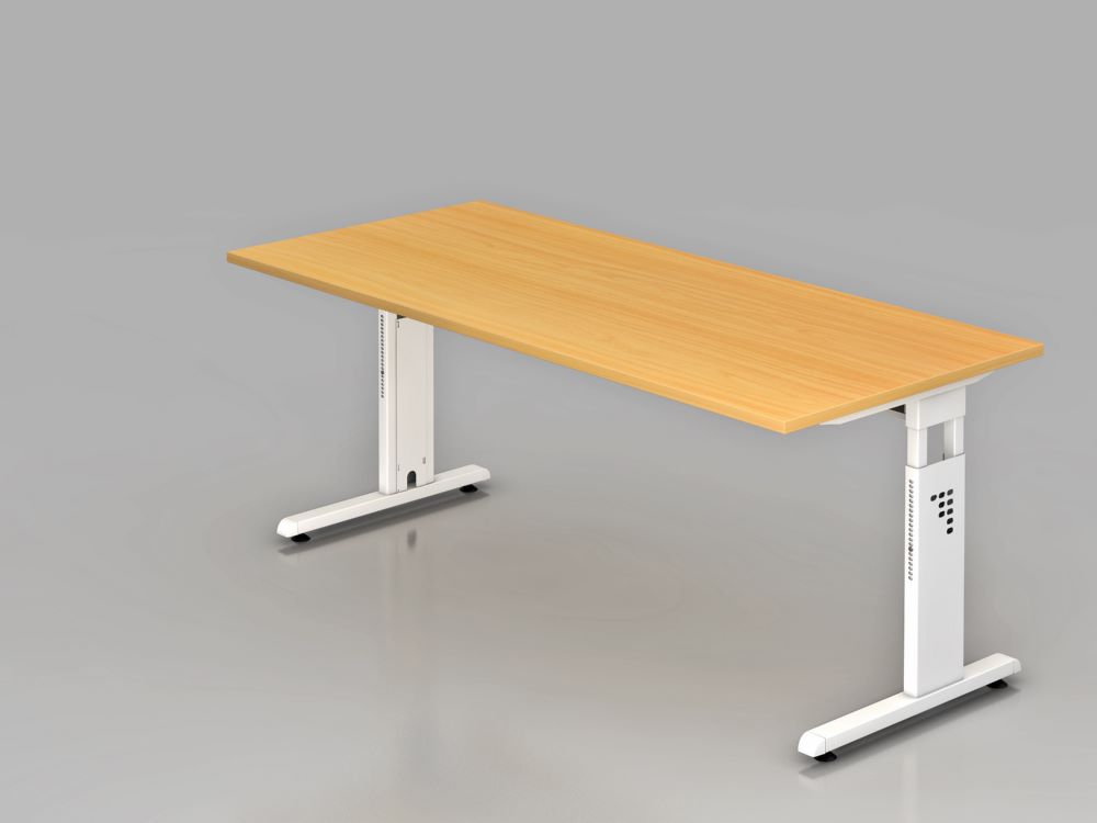 Produktbild Hammerbacher Schreibtisch C-Fuß Buche / Weiß 180 x 80 cm