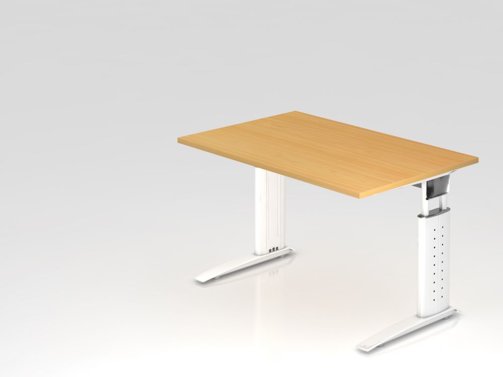 Produktbild Hammerbacher Schreibtisch 120 x 80 cm Buche Platte C-Fuß-Gestell in Weiß