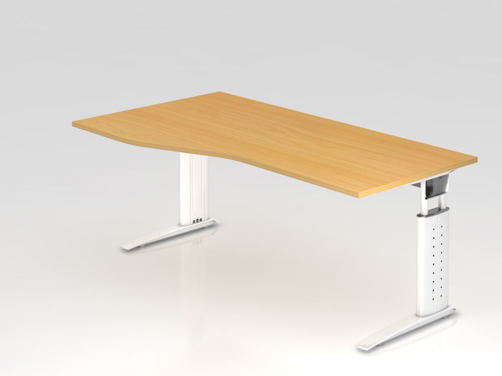 Produktbild Hammerbacher Schreibtisch C-Fuß 180 x 100 / 80 cm Buche / Weiß