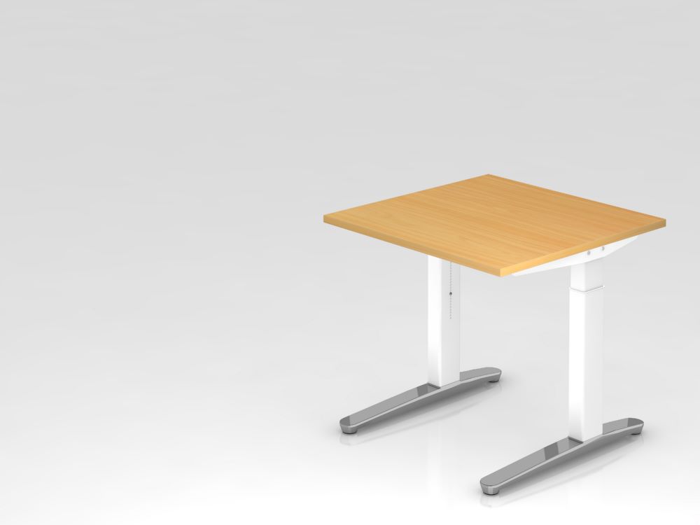 Produktbild Hammerbacher Schreibtisch XB08 C-Fuß 80 x 80 cm Buche / Weiß Arbeitshöhe 65 - 85 cm