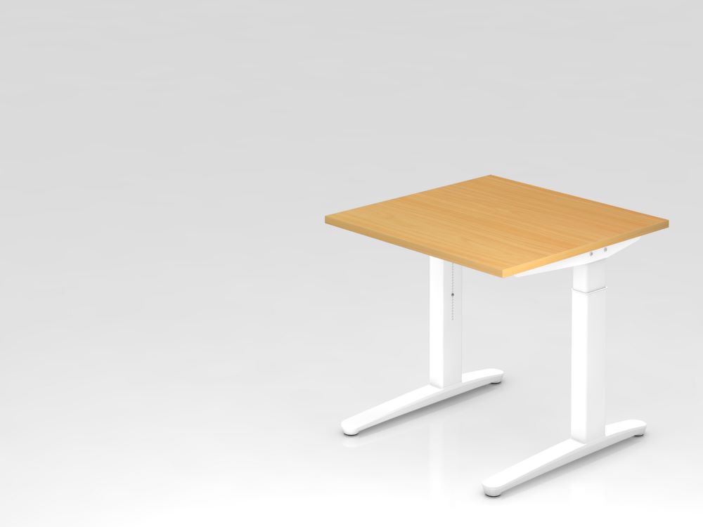 Produktbild Hammerbacher Schreibtisch XB08 C-Fuß Arbeitshöhe 65 - 85 cm 80 x 80 cm Buche / Weiß