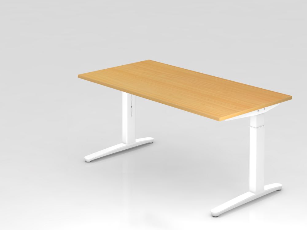 Produktbild Hammerbacher Schreibtisch C-Fuß-Gestell Weiß 160 x 80 cm Buche 25 mm dick