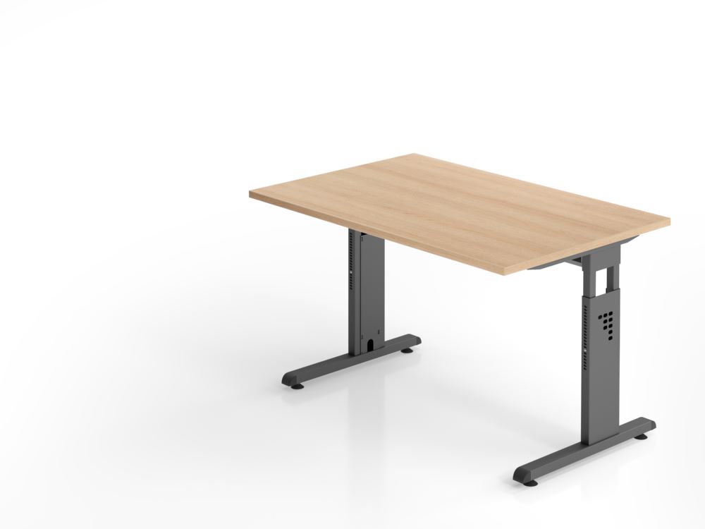 Produktbild Hammerbacher Schreibtisch C-Fuß Arbeitshöhe 65-85 cm 120 x 80 cm Eiche / Graphit